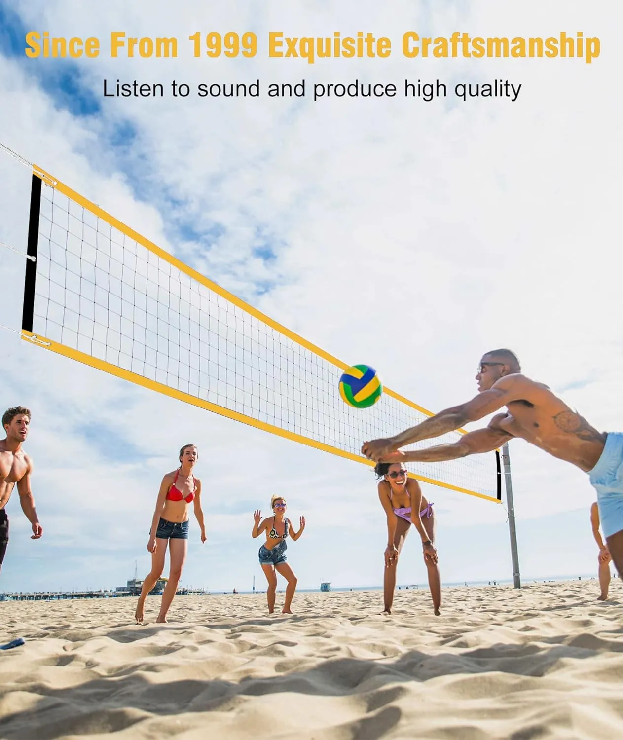 𝙉𝙀𝙒 Professional Volleyball Net Heavy Duty, 46 FT Aircraft Steel Cable, Upgraded Weather Resistant, Portable for Outdoor & Indoor, Pool, Trees, Backyard, Yard, Beach, Park, 32x3FT(Net Only)