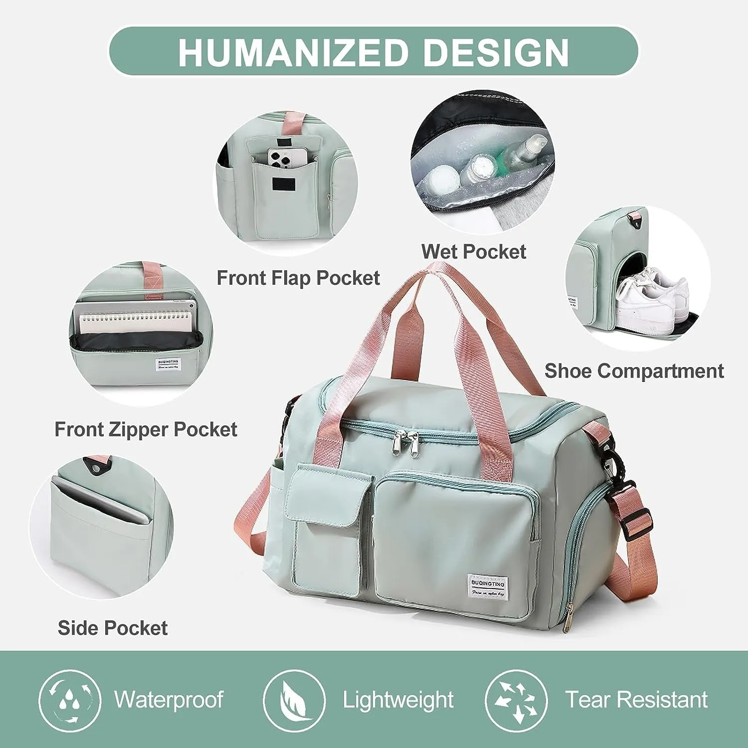 - Shoe for Price-busting Exclusive options Gym Women's Bag Travel Weekend Stylish Adventures Duffle Versatile Compartment with Bag