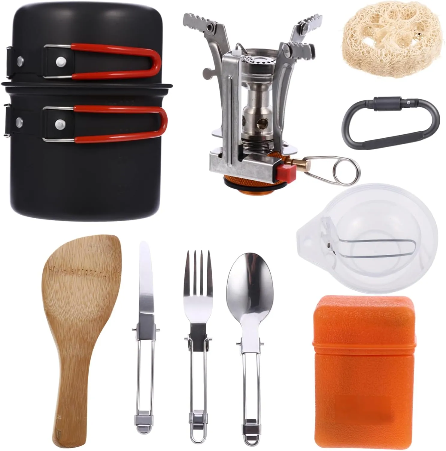 1 Set Portable Camping Cookware for Persons Picnic Tableware with Scale Design for Outdoor Travel Hiking and BBQ Activities