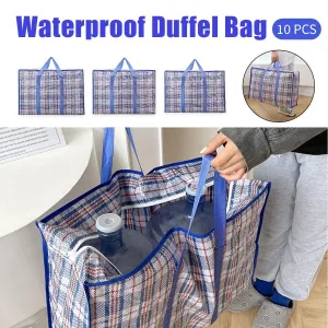 10PCS Large Waterproof Moving Packing Bags Woven Storage Luggage Quilt Bags