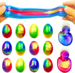 12 Pack Colorful Slime Eggs Toys Easter Eggs for Kids Girls Boys Easter Basket Stuffers Fillers Gifts Party Favors