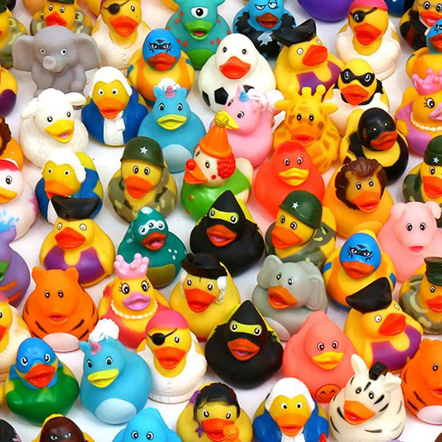120 Pack Rubber Duck for Jeeps Ducking - 2.3 Inch Bulk Floater Duck for Kids - Baby Bath Toy Assortment - Party Favors, Birthdays, Bath Time, and More (50 Varieties)