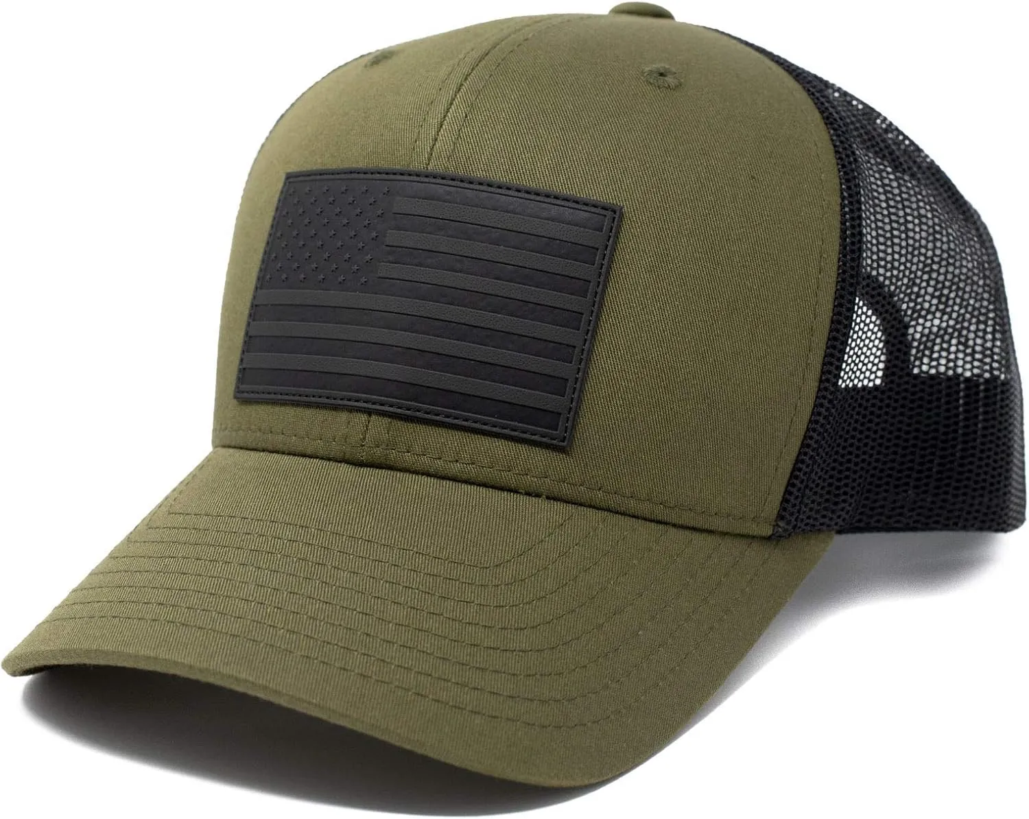 13 STRIPES American Flag Hat – Leather Patch Mesh Back Snapback Hat for Men & Women USA Flag Trucker Hat, Casual Unisex Hat