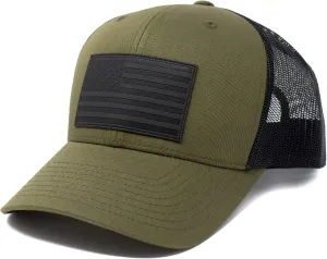 13 STRIPES American Flag Hat – Leather Patch Mesh Back Snapback Hat for Men & Women USA Flag Trucker Hat, Casual Unisex Hat