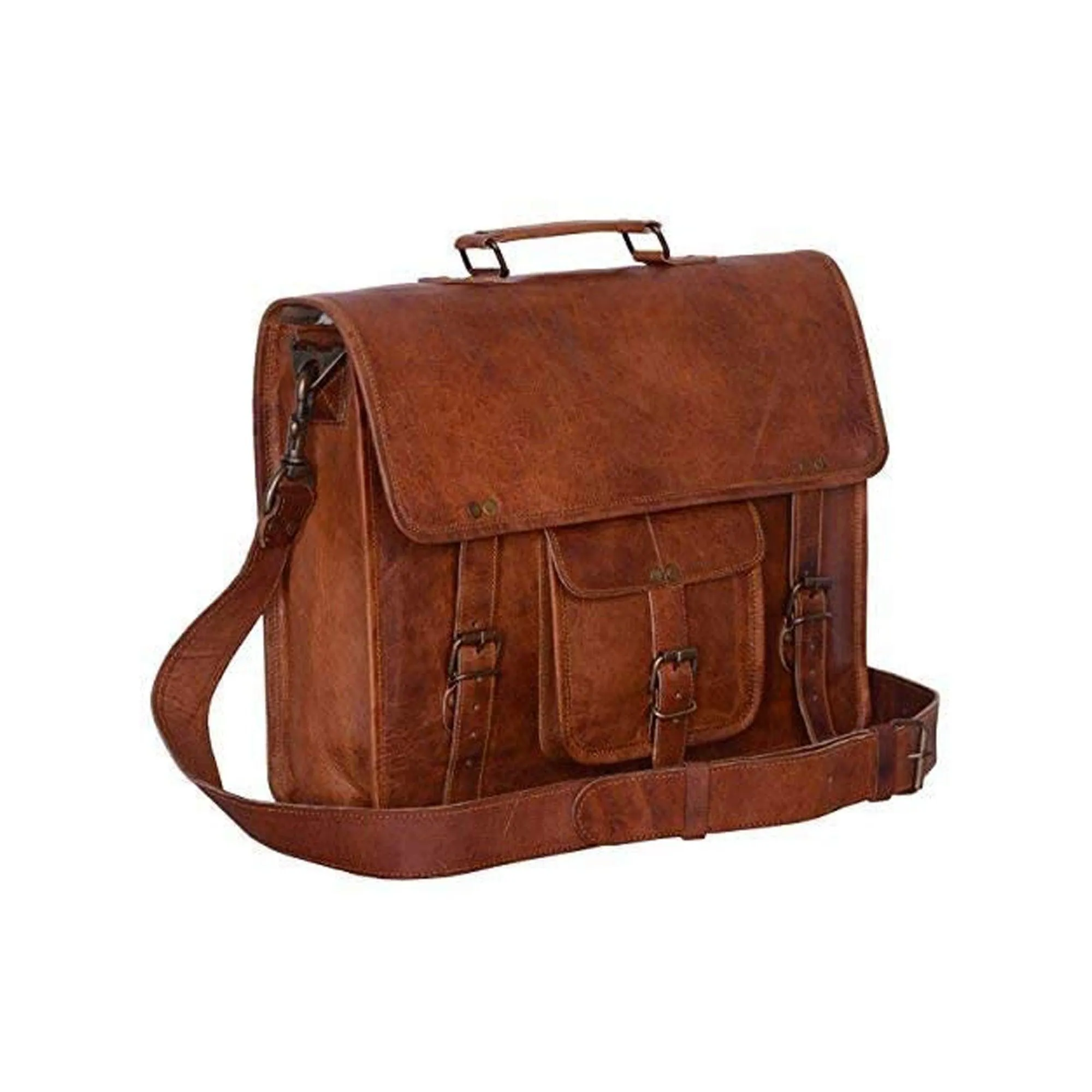 15" Vintage Leather Laptop Messenger Bag briefcase Satchel laptop bag for Men and Women
