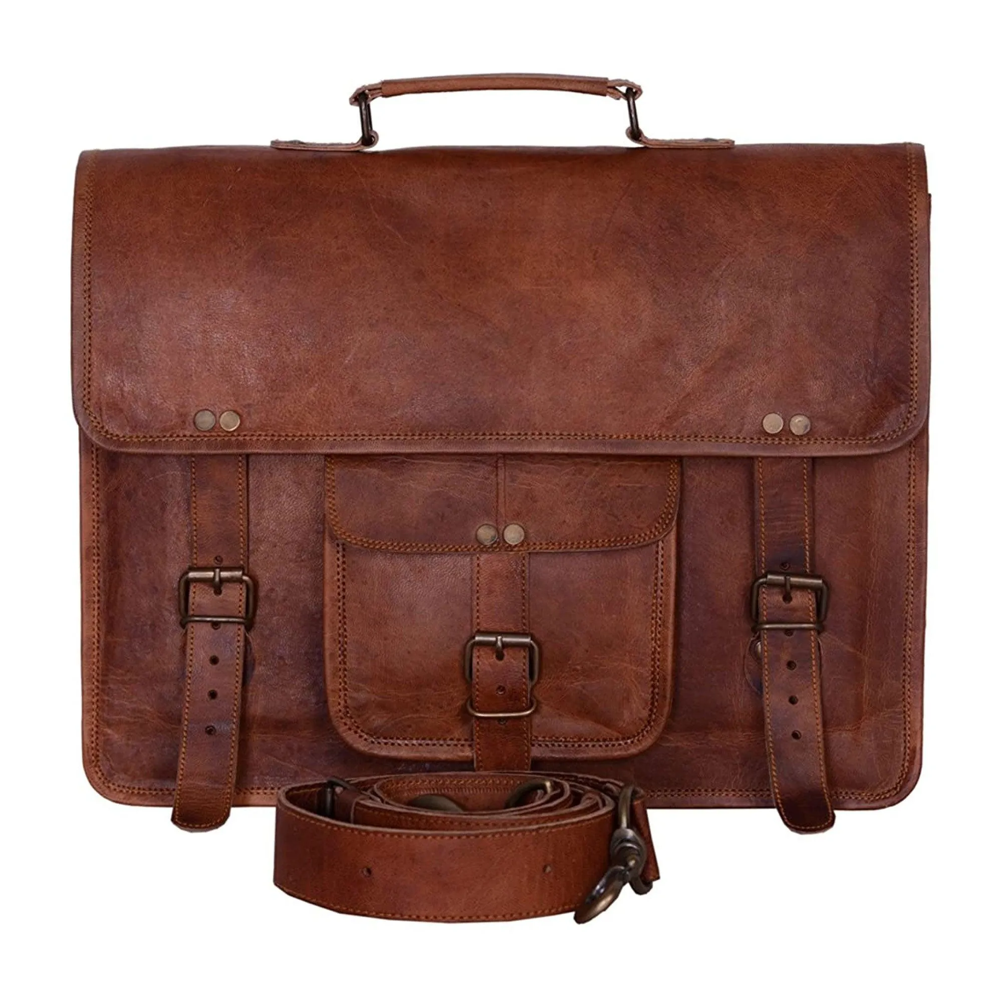 15" Vintage Leather Laptop Messenger Bag briefcase Satchel laptop bag for Men and Women