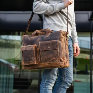 16" Leather Laptop Briefcase – Elegant Office & School Messenger Bag
