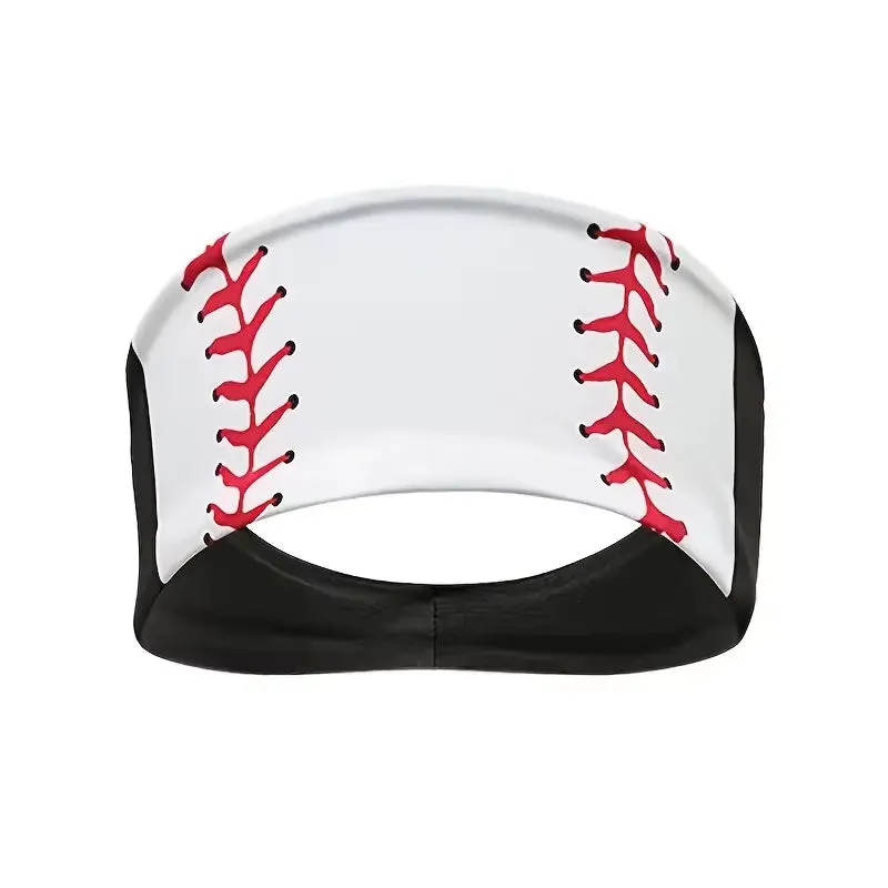 1PC Sporty Style Headbands for Women - Football, Basketball, Volleyball, Softball Patterns - Anti-Slip, Sweat-Absorbing