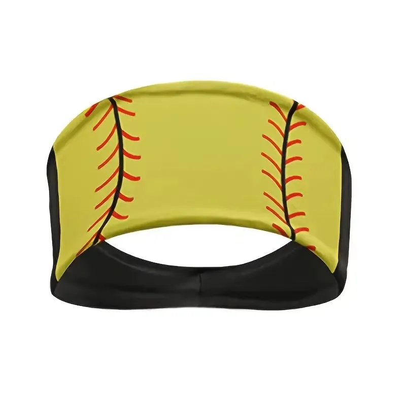 1PC Sporty Style Headbands for Women - Football, Basketball, Volleyball, Softball Patterns - Anti-Slip, Sweat-Absorbing