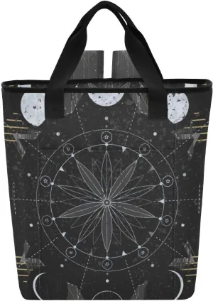 2-in-1 Golden Moon Phases Mystical Chillout Bag Soft Insulated Cooler Tote, Portable, for Lunch, Beach, Travel, Drink, Camping, Picnic, 36-Can Capacity
