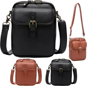 2025 Vintage Leather Crossbody Messenger Bag, Large Capacity Double Layer Shoulder Bag, Small Purse for Women and Men