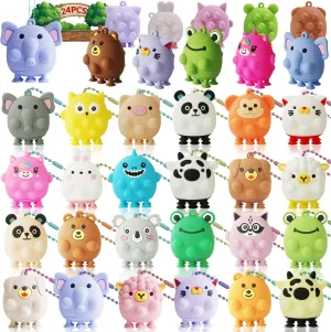 24 PCS 3D Animal Pop Fidget Suction Toys,Stress Pop Balls Party Favors for Kids,Bath Suction Toys,Stress Relief Toy,Carnival Prizes,Treasure Box Toys,Kids Prizes