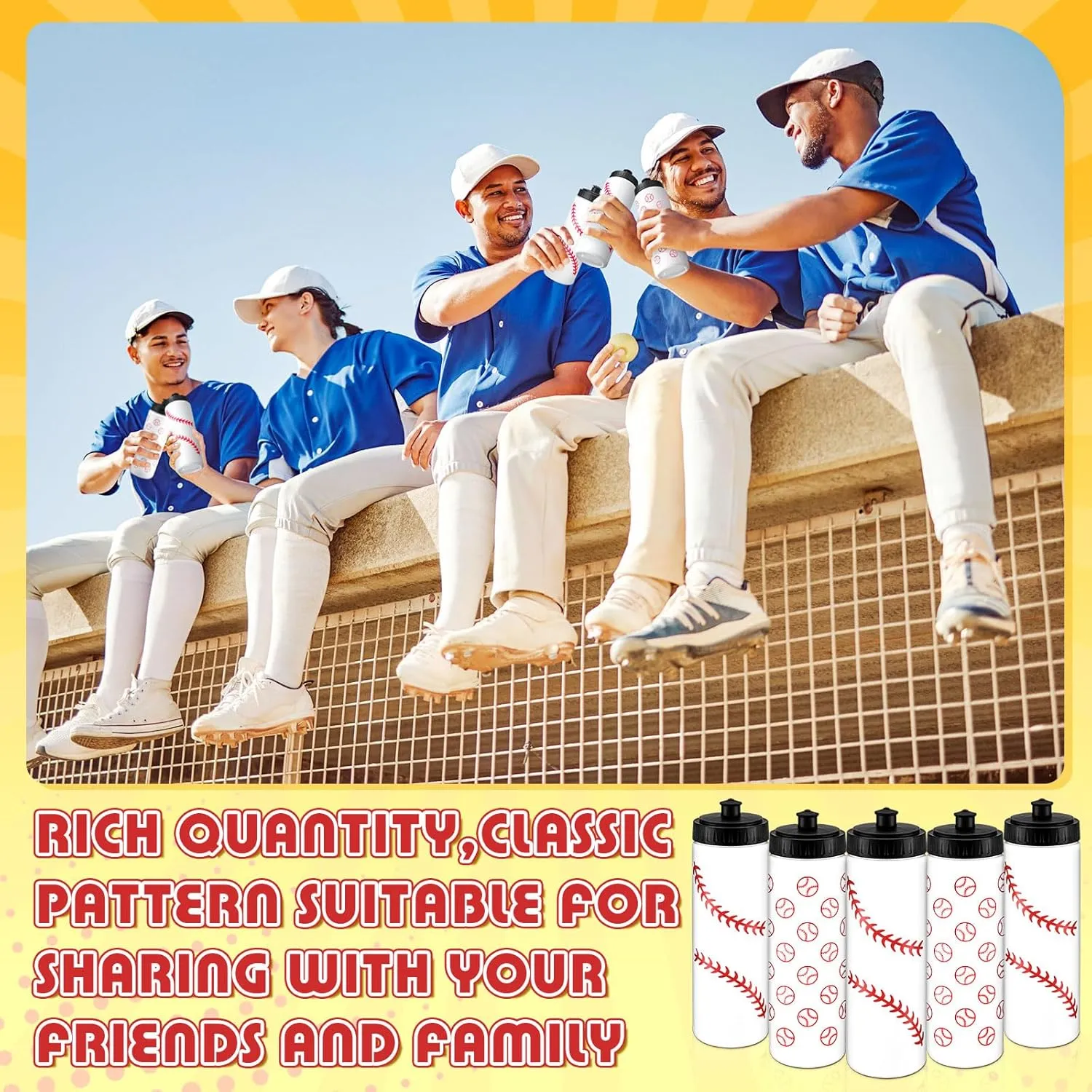 24 Pcs Baseball Water Bottles Baseball Bag Set with 50 Sticker Baseball Party Favors 12 Reusable Sports Squeeze Water Bottles 20oz 12 Baseball Goodie Gift Bag for Baseball Team Gifts Gym