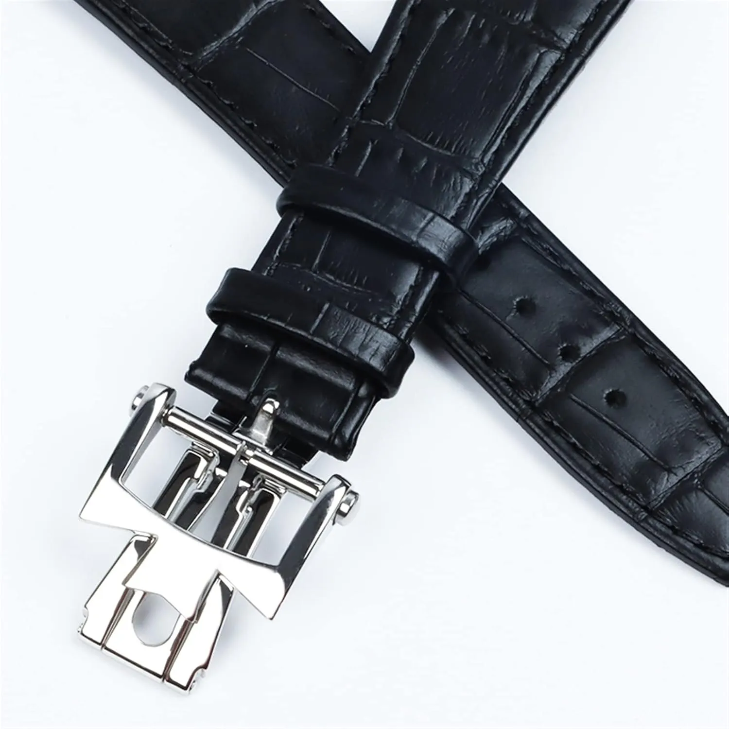 25 mm Genuine Leather Convex Interface Watch Strap Overseas Bamboo Grain Watch Bands For Vacheron Constantin