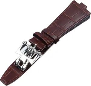 25 mm Genuine Leather Convex Interface Watch Strap Overseas Bamboo Grain Watch Bands For Vacheron Constantin