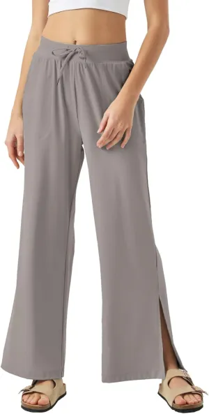 26"/28"/30" Inseam Womens Wide Leg Sweatpants Petite High Waist Summer Pants UPF50 Lightweight Beach with Pocket Split Leg