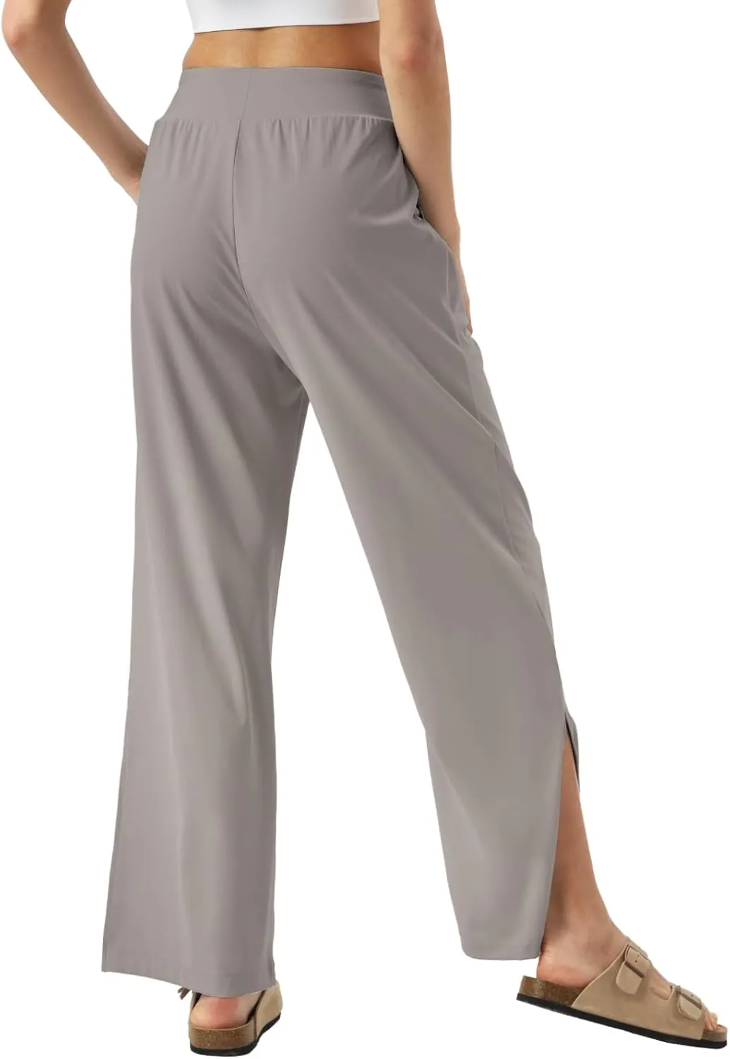 26"/28"/30" Inseam Womens Wide Leg Sweatpants Petite High Waist Summer Pants UPF50 Lightweight Beach with Pocket Split Leg