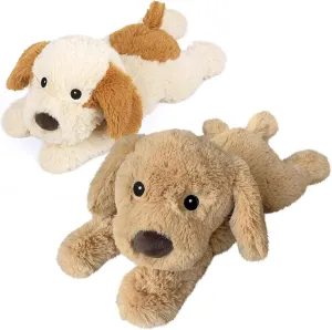 2Pcs Dog Stuffed Animals, Microwavable Stuffed Animal Adorable Fluffy Puppy Plush for Warmth, Heatable Coolable Lavender Scent Dog Plush Toys, Cute Soft Dog Plushies for Kids & Adults Girls Boys Gifts