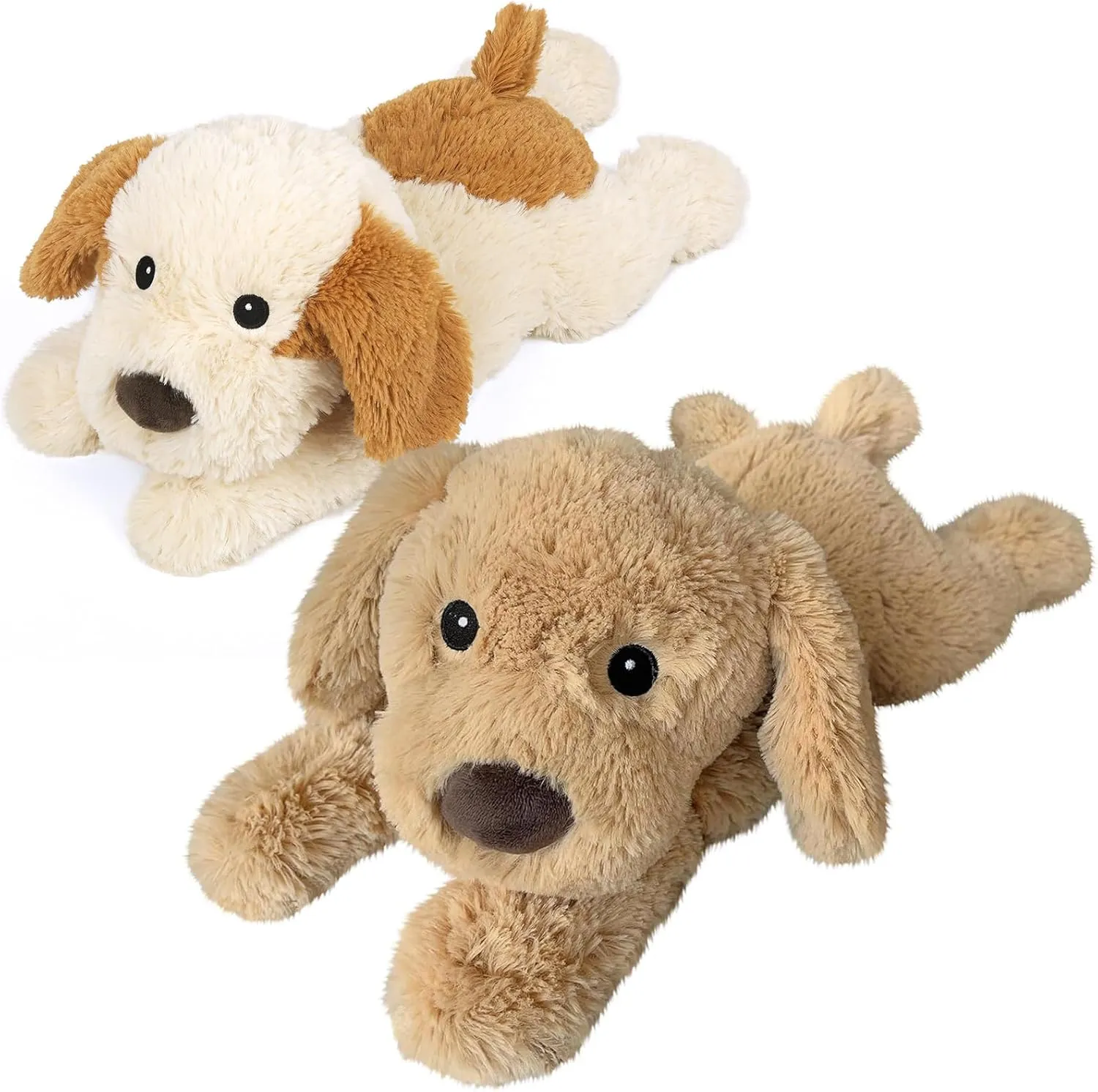 2Pcs Dog Stuffed Animals, Microwavable Stuffed Animal Adorable Fluffy Puppy Plush for Warmth, Heatable Coolable Lavender Scent Dog Plush Toys, Cute Soft Dog Plushies for Kids & Adults Girls Boys Gifts