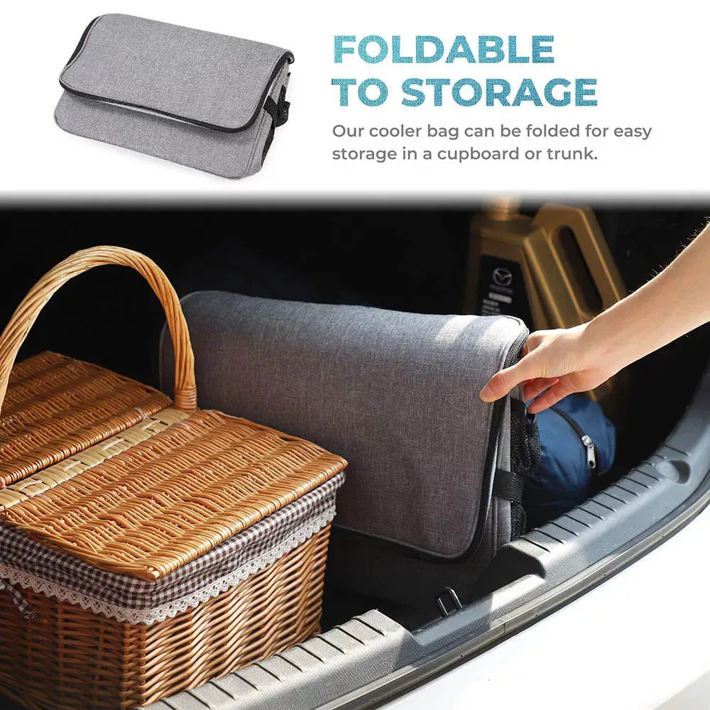 32L Large Soft Cooler Bag with Hard Liner - Insulated Picnic Lunch Box