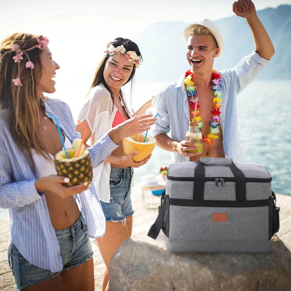 32L Large Soft Cooler Bag with Hard Liner - Insulated Picnic Lunch Box