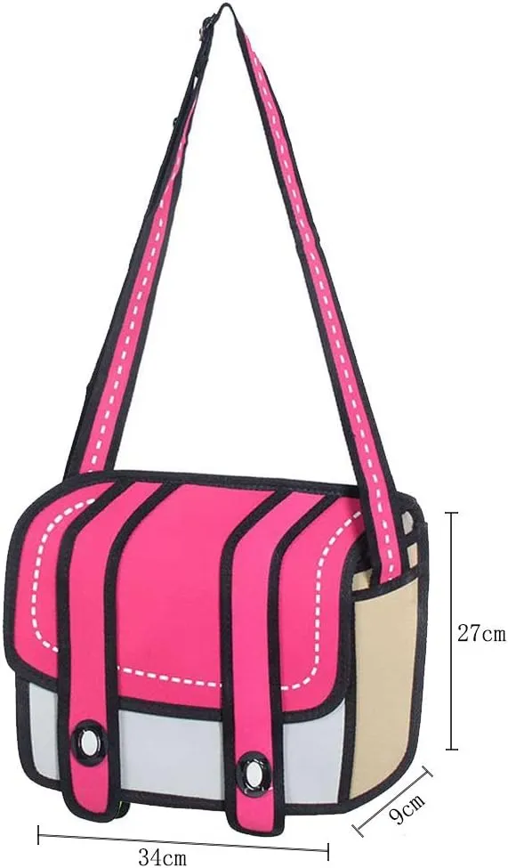 3D Style 2D Drawing Cartoon Bag Comic 3D Messenger Bag