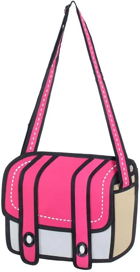 3D Style 2D Drawing Cartoon Bag Comic 3D Messenger Bag
