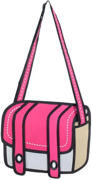 3D Style 2D Drawing Cartoon Bag Comic 3D Messenger Bag