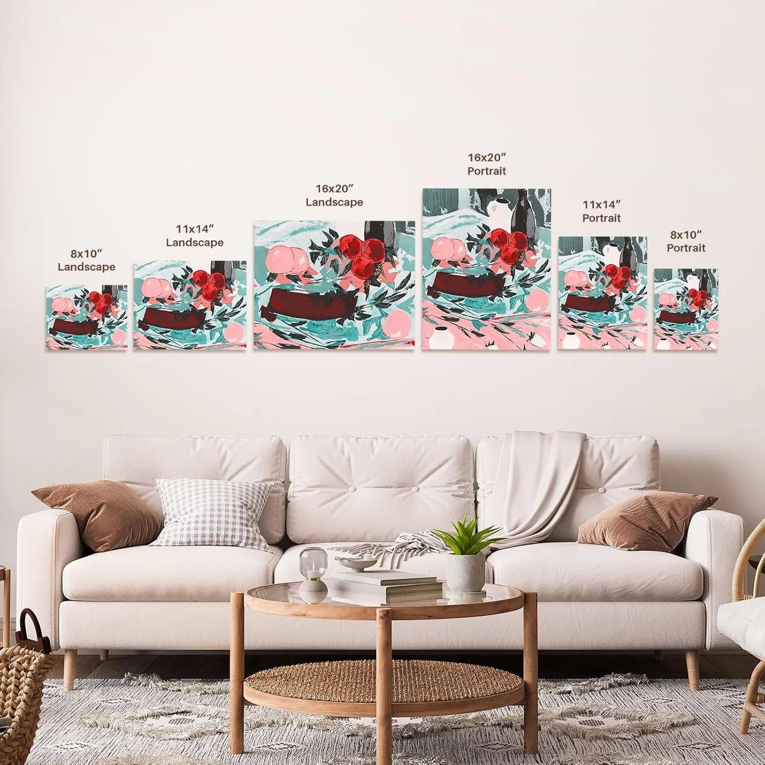 3dRose, Green Fields Blue Waters - colorful grunge styled nature scenery, Museum Grade Canvas Wrap 11x14