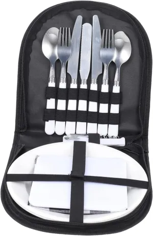 4-piece Stainless Steel Camping Utensils Set Multi-function Picnic Supplies Portable Cutlery Kit Storage Bag Perfect for Outdoor Activities