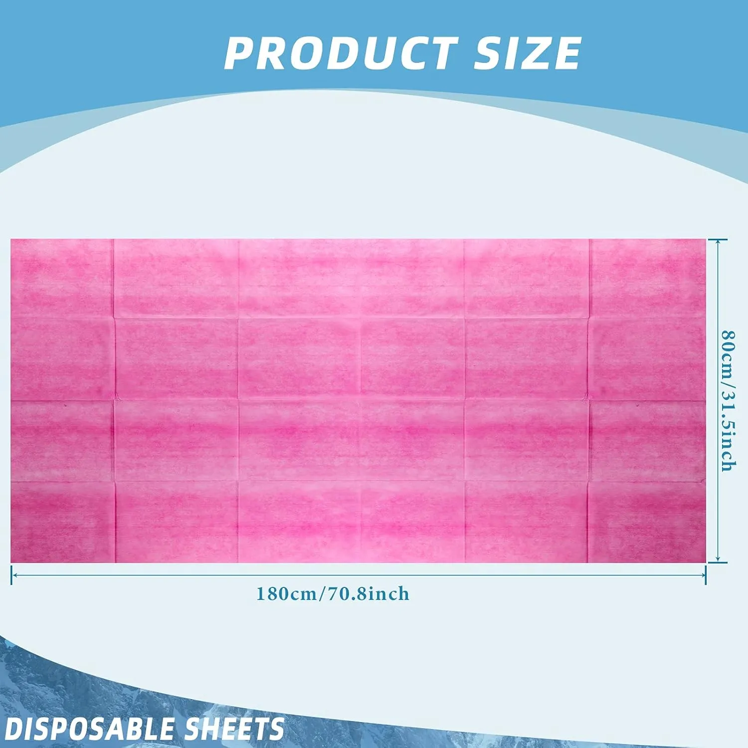 50 Pieces 31 x 70 Inches Disposable Bed Sheets Waterproof Bed Cover Massage Table Sheet Non-woven Fabric for Spa, Beauty Salon, Hotels (Pink)
