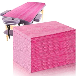 50 Pieces 31 x 70 Inches Disposable Bed Sheets Waterproof Bed Cover Massage Table Sheet Non-woven Fabric for Spa, Beauty Salon, Hotels (Pink)