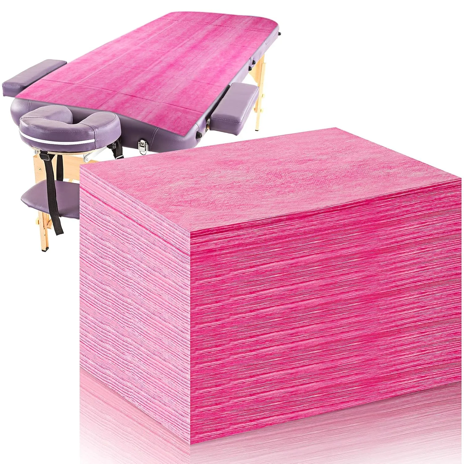 50 Pieces 31 x 70 Inches Disposable Bed Sheets Waterproof Bed Cover Massage Table Sheet Non-woven Fabric for Spa, Beauty Salon, Hotels (Pink)
