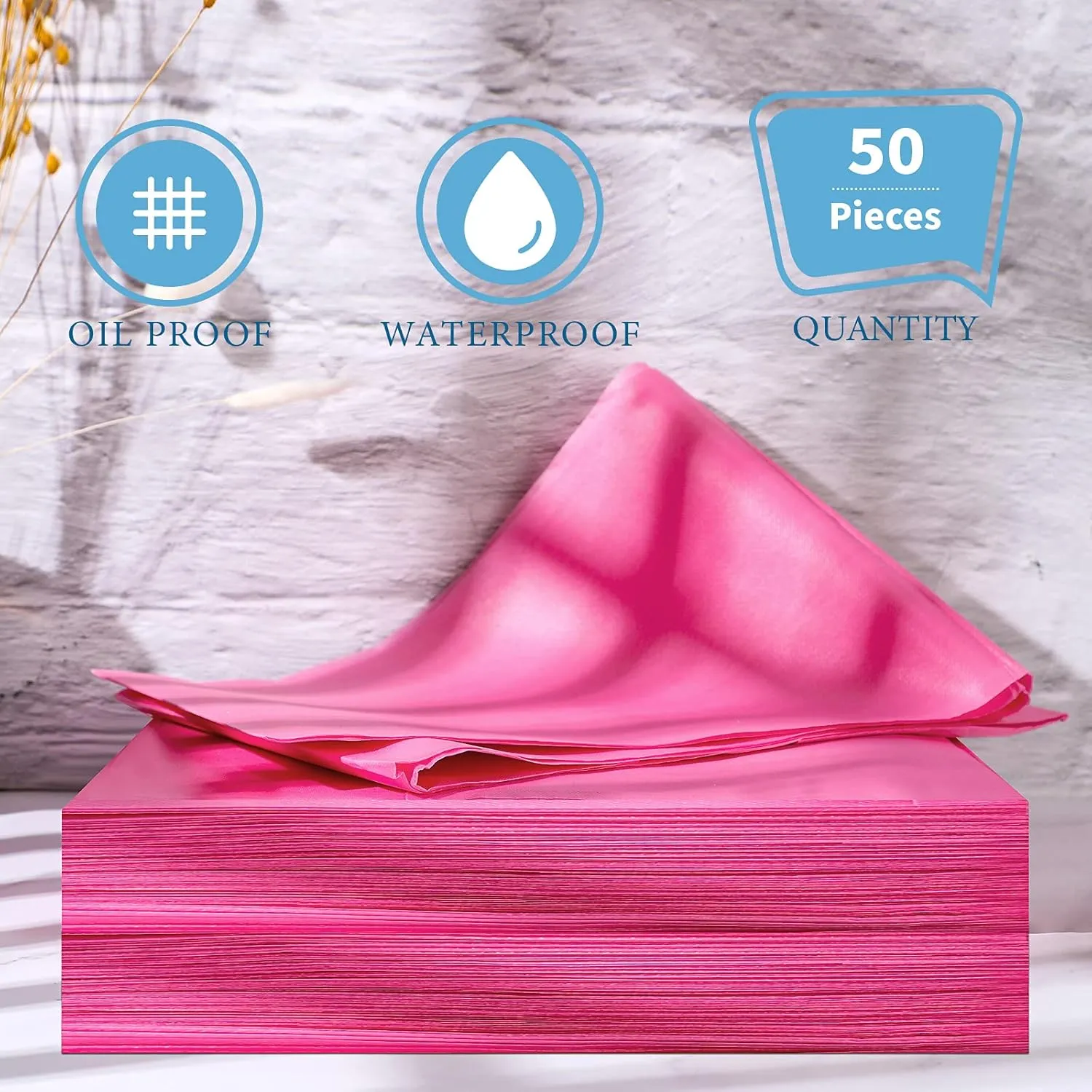 50 Pieces 31 x 70 Inches Disposable Bed Sheets Waterproof Bed Cover Massage Table Sheet Non-woven Fabric for Spa, Beauty Salon, Hotels (Pink)