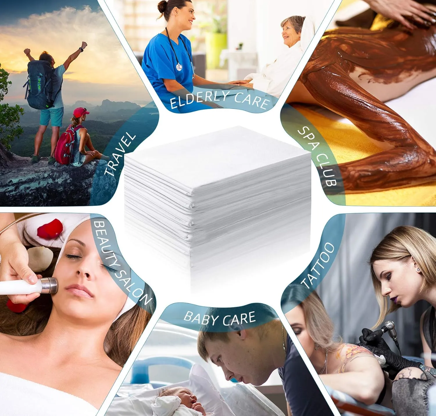 50 Pieces 31 x 70 Inches Disposable Bed Sheets Waterproof Bed Cover Massage Table Sheet Non-woven Fabric for Spa, Beauty Salon, Hotels (White)