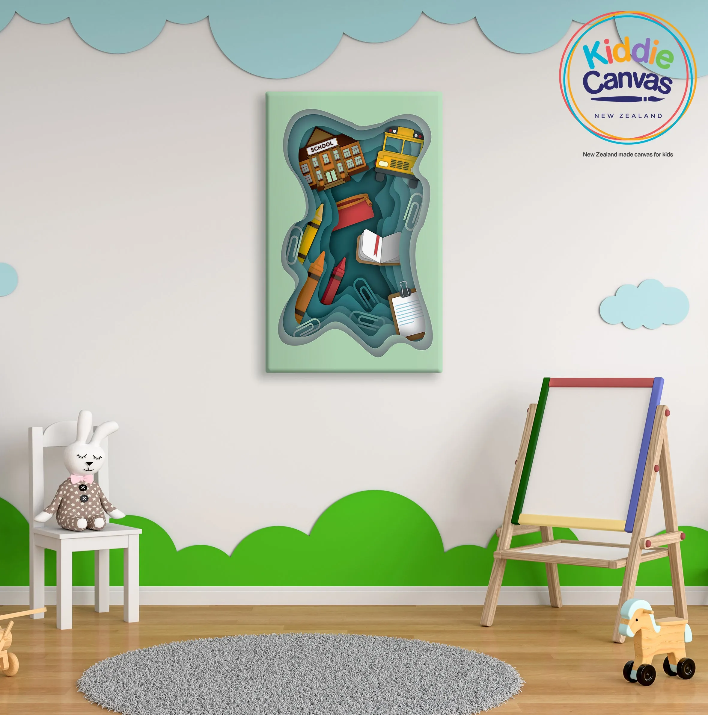 55. Papercut School artwork - KIDS CANVAS - by Mina Crafts