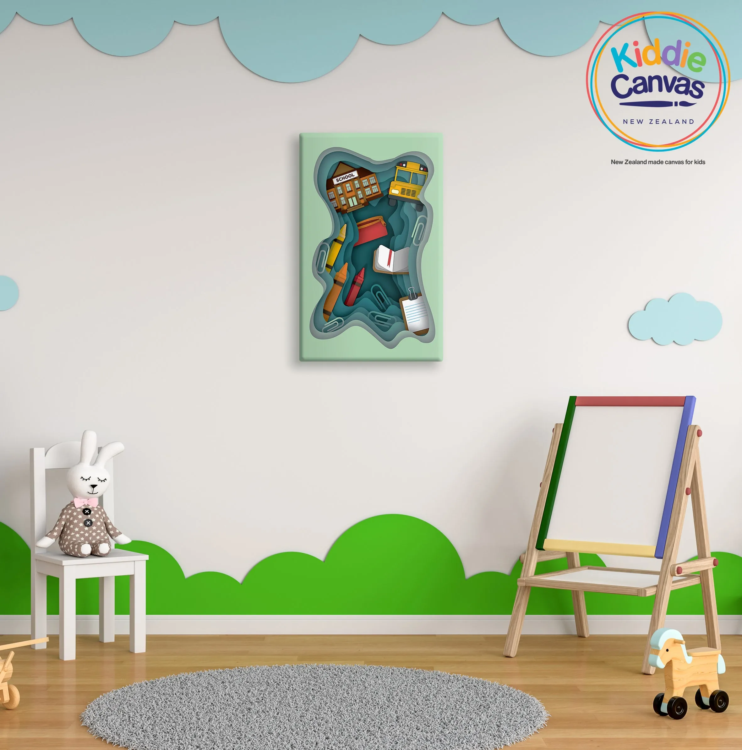 55. Papercut School artwork - KIDS CANVAS - by Mina Crafts