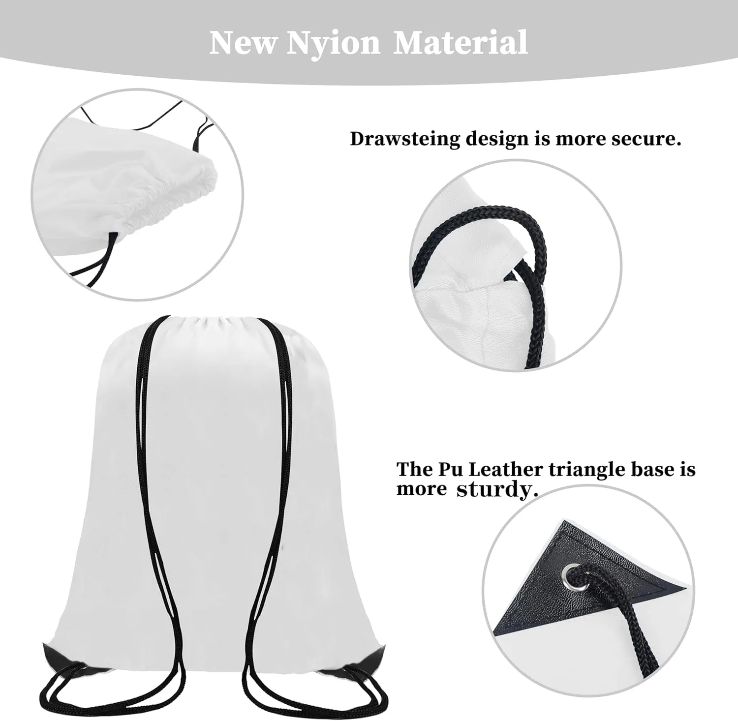 60 Pieces Drawstring Backpack Bags Sports Sackpack Bulk Cinch Gym Bag For Women Men Outdoor Sports Backpack（White）