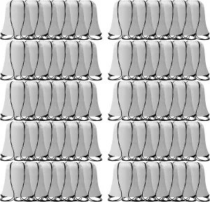 60 Pieces Drawstring Backpack Bags Sports Sackpack Bulk Cinch Gym Bag For Women Men Outdoor Sports Backpack（White）