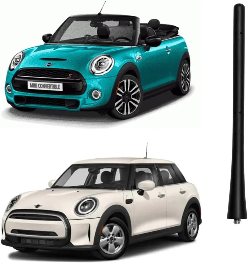 7 inch Antenna Mast Compatible with BMW Mini Cooper Select Models, Direct Replacement, Short Roof/Rear Antenna, Black Flexible Rubber