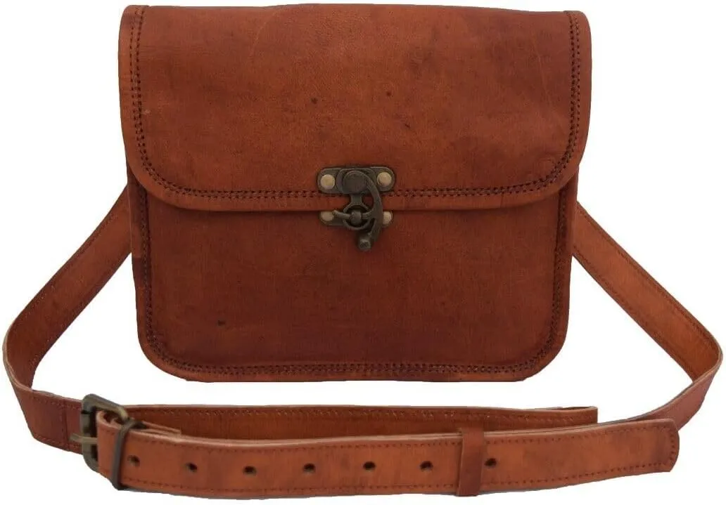 9 inches Genuine Leather Cross-Body Messenger Bag Satchel Handbag Purse Sling Bags For Men and Women
