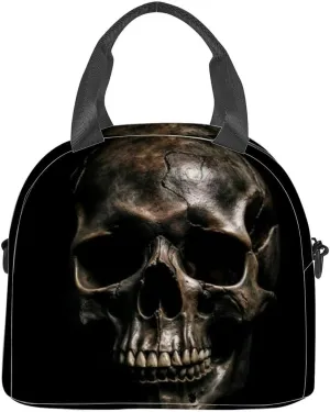 a human skull illuminated a dark Insulated Adult Lunch Bag with Shoulder Strap for Women Lightweight Reusable Portable Freezable Lunch Tote Bag for Work Picnic