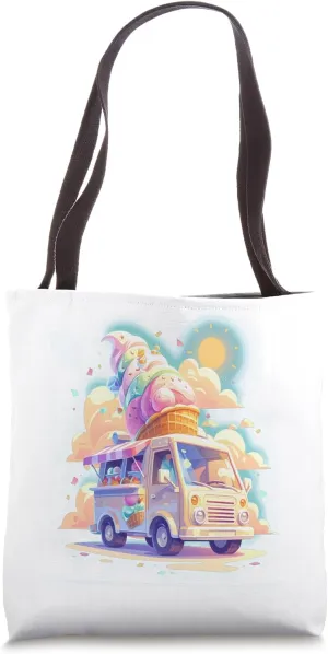 A Retro-Style Ice Cream Truck With Colorful Ice Cream Tote Bag