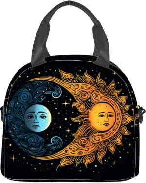 Abstract sun eclipse Insulated Adult Lunch Bag with Shoulder Strap for Women Lightweight Reusable Portable Freezable Lunch Tote Bag for Work Picnic