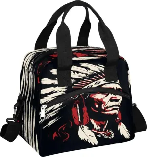 Abstract Tribal Patriarch Insulated Lunch Bag for Women Men Reusable Waterproof Lunch Box Cooler Tote Bag One shoulder portable meal bag Portable Adult Lunchbox for Work Picnic Hiking Beach