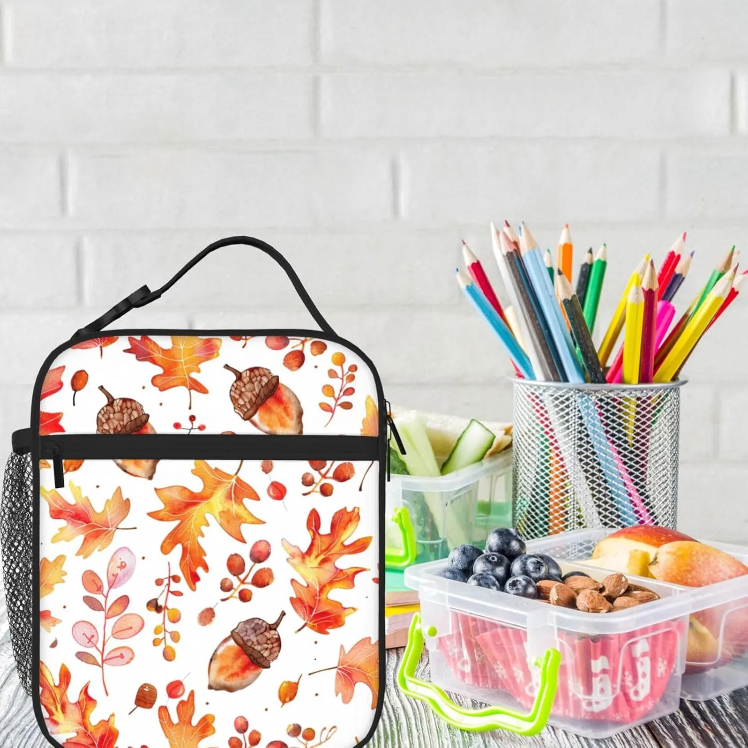 Acorns Oak Leaves Lunch Box - Insulated Lunch Bags For Women/Men/Girls/Boys Detachable Handle Lunchbox Meal Tote Bag