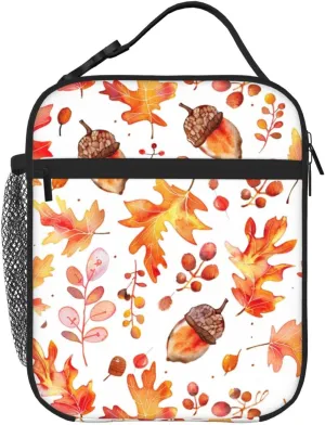 Acorns Oak Leaves Lunch Box - Insulated Lunch Bags For Women/Men/Girls/Boys Detachable Handle Lunchbox Meal Tote Bag