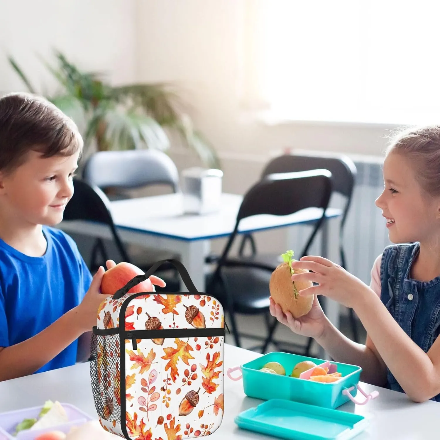Acorns Oak Leaves Lunch Box - Insulated Lunch Bags For Women/Men/Girls/Boys Detachable Handle Lunchbox Meal Tote Bag