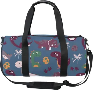 Acpiggto Gym Bag Sports Duffel Bag Navy Dinosaur Palm Tree Tropical Paw Footprint Travel Luggage Bag Weekender Tote Sling Shoulder Backpack for Women Men Boys Girls