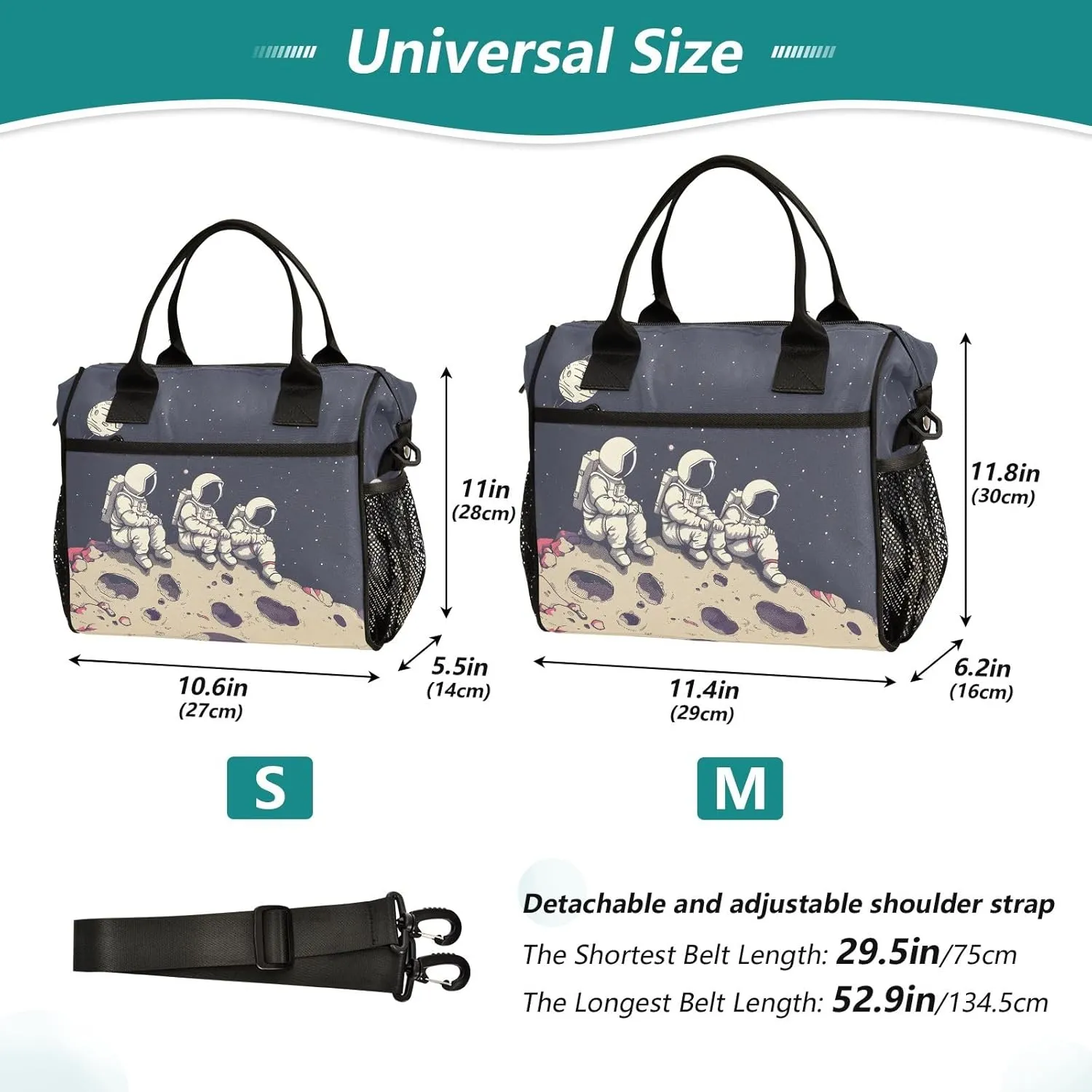 Adult Lunch Box Insulated Lunch Bag Astronaut Sitting in The Crater Cooler Tote Bag for Work Picnic or Travel